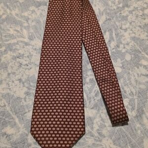 Brioni Burgundy and Gold Geometric Tie